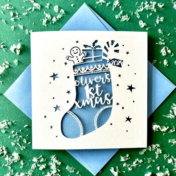 Stocking Personalised First Christmas Card, 2 of 4