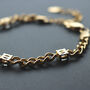 Zirconia Charm Bracelet Cuban Chain 18k Gold Plated, thumbnail 5 of 10