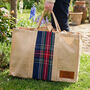 Personalised Natural Jute And Tartan Log Bag, thumbnail 3 of 7