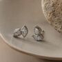 Marquise Cz Bezel Earring Studs In 18 K Gold And Silver Leaf Stud Earrings, thumbnail 2 of 9
