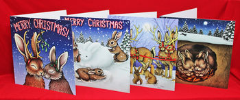 Eight Rabbit Christmas Cards With Charity Donation, 2 of 6