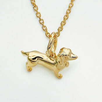 Tiny 18ct Gold Plated Dachshund Necklace, 2 of 11