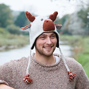 Reindeer Hand Knitted Woollen Animal Hat, 2 of 7