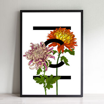 Personalised A To Z Flowers Alphabet Art Print, 5 of 12