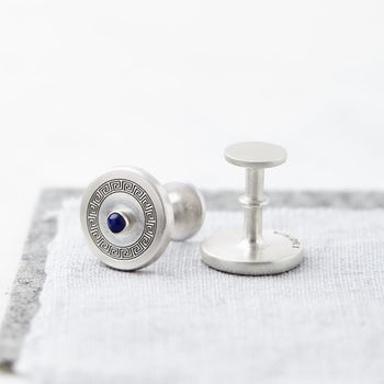 Personalised Sterling Silver And Lapis Lazuli Cufflinks, 2 of 7