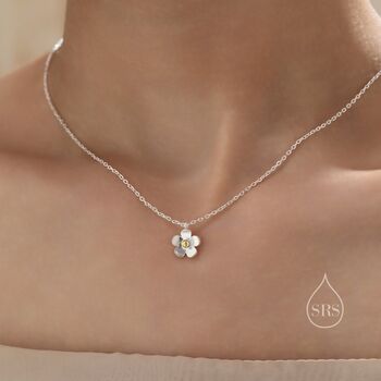 Sterling Silver Forget Me Not Flower Blossom Pendant Necklace, 2 of 12
