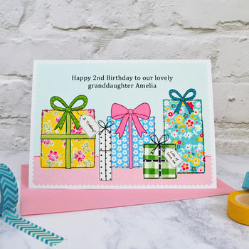 'Presents' Personalised Girls Birthday Card, 2 of 4