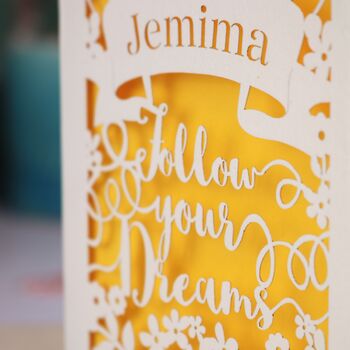 Personalised Papercut Follow Your Dreams Card, 3 of 7