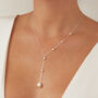 Rose, Silver Or Gold Filled Seed Pearl Lariat, thumbnail 1 of 8