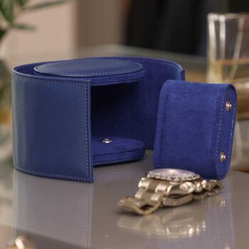 Personalised Luxury Midnight Blue Travel Watch Box, 5 of 11