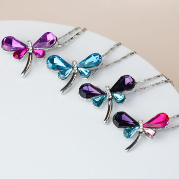 Colourful Crystal Dragonfly Pendant Necklace Gift For Her, 2 of 6