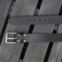 Premium Handmade Black English Leather Mens Belt, thumbnail 5 of 6