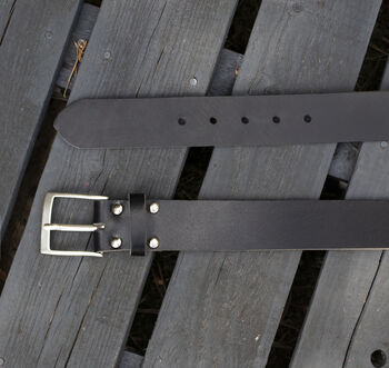 Premium Handmade Black English Leather Mens Belt, 5 of 6