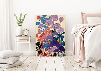 Japanese Botanical Mushroom Abstract Art Print, 4 of 4