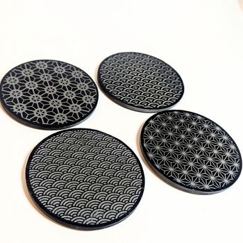 Japanese Patterns Coaster Four Pack In Slate, 5 of 6