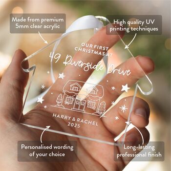 First Christmas House Ornament Custom Address And Names, 3 of 7