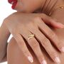 Cross Over Skinny Drip Ring In Gold Plated, thumbnail 1 of 5