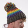 Gay Pride Rainbow Luxury Reflective Bobble Hat Graphite, thumbnail 7 of 7