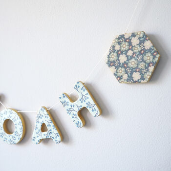 Personalised Blue Floral Clay Custom Name Garland, 2 of 4