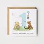 Personalised Winnie The Pooh Grandson 1st Birthday Card *Age + Colour Options, thumbnail 1 of 6
