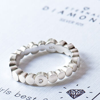Matte Circle Stacking Ring With A Diamond, 3 of 10