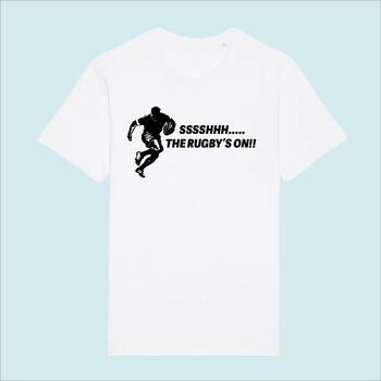 Men's Rugby T Shirt. Ssshh The Rugby's On, 2 of 4