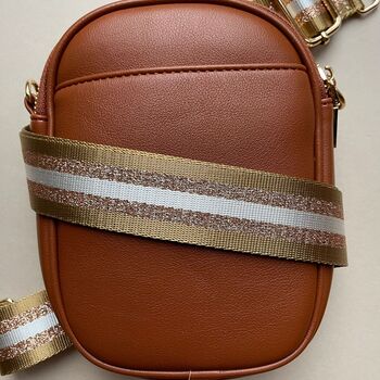 Khaki And Gold Glitter Stripe Bag Strap, 2 of 2