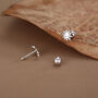 Sterling Silver Cute Sun 18 G Screw Back Stud Earrings With Ball Backs, thumbnail 4 of 11