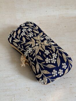Navy Blue Frog Clasp Clutch, 4 of 7