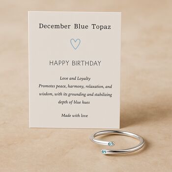 Sterling Silver Adjustable Birthstone Open Ring, 3 of 9