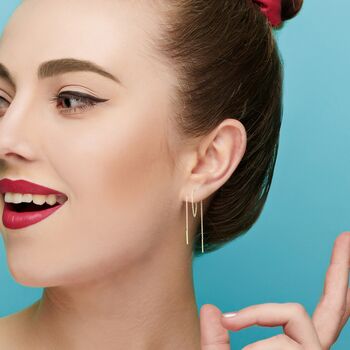 Chain Gold Plated Silver Threader Earrings, 4 of 12