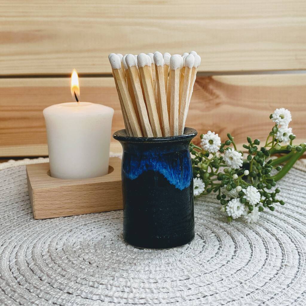 A Pottery Matchstick Holder With Striker By Bramley Pottery