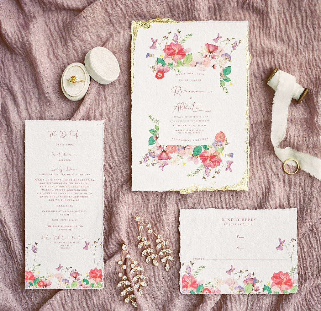 Eloise Handmade Paper Wedding Invitation, 1 of 4