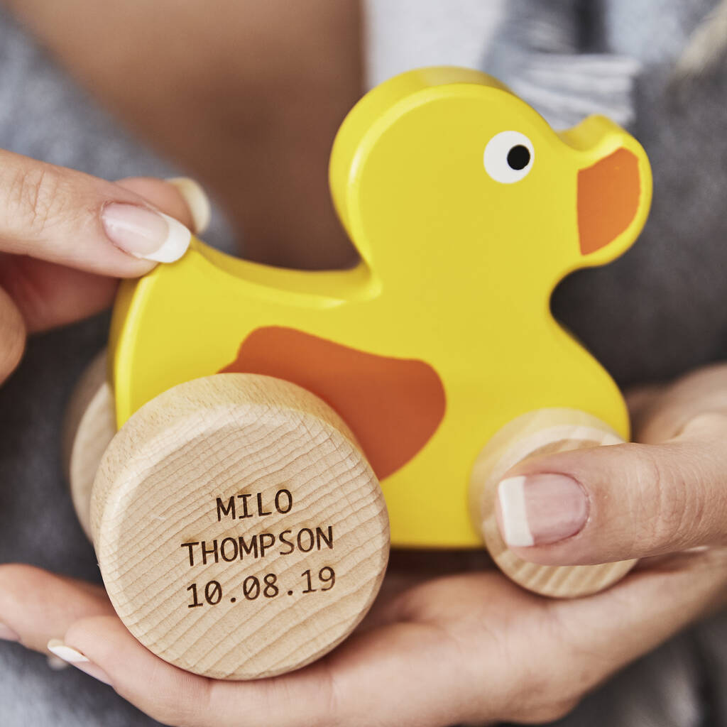 Personalised Wooden Toy Duck, 1 of 2