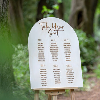 Engraved Wooden Arch Seating Plan Wedding Sign, 3 of 3
