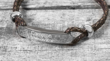 Men's Personalised Name And Date ID Bracelet, 6 of 12