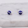 Sterling Silver 'Blue Planet' Saturn Planet Halo Stud Earrings With Lapis Lazuli Gemstone, thumbnail 3 of 12
