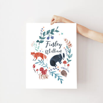 Personalised Children's Name Print: Badger And Fox, 2 of 2