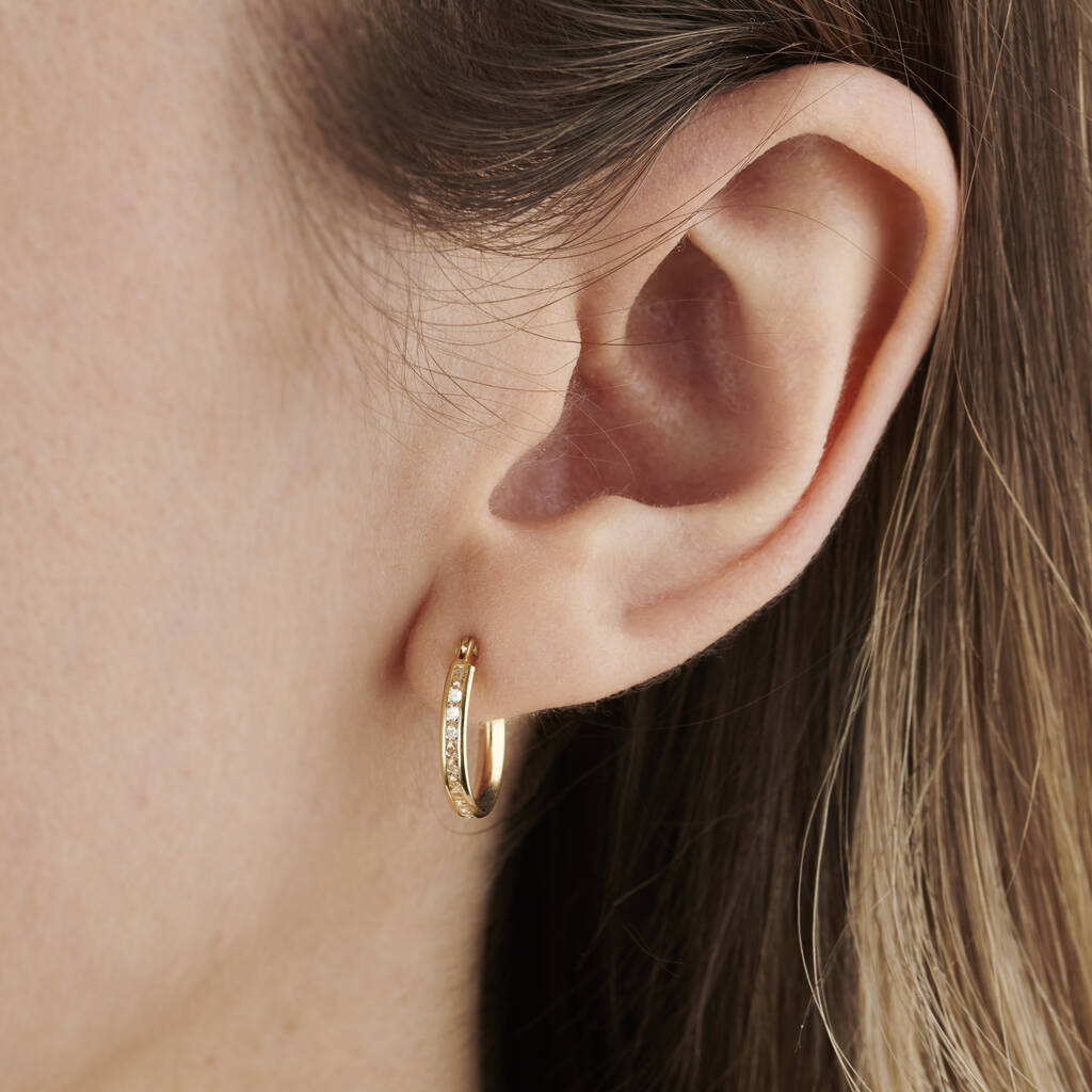 Slim 9ct Gold Huggie Earrings, 1 of 5