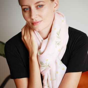 White Daisy Blossom Soft Pink Scarf, 3 of 7