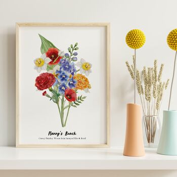Personalised Birth Flower Grandma's Bunch Print, 10 of 10