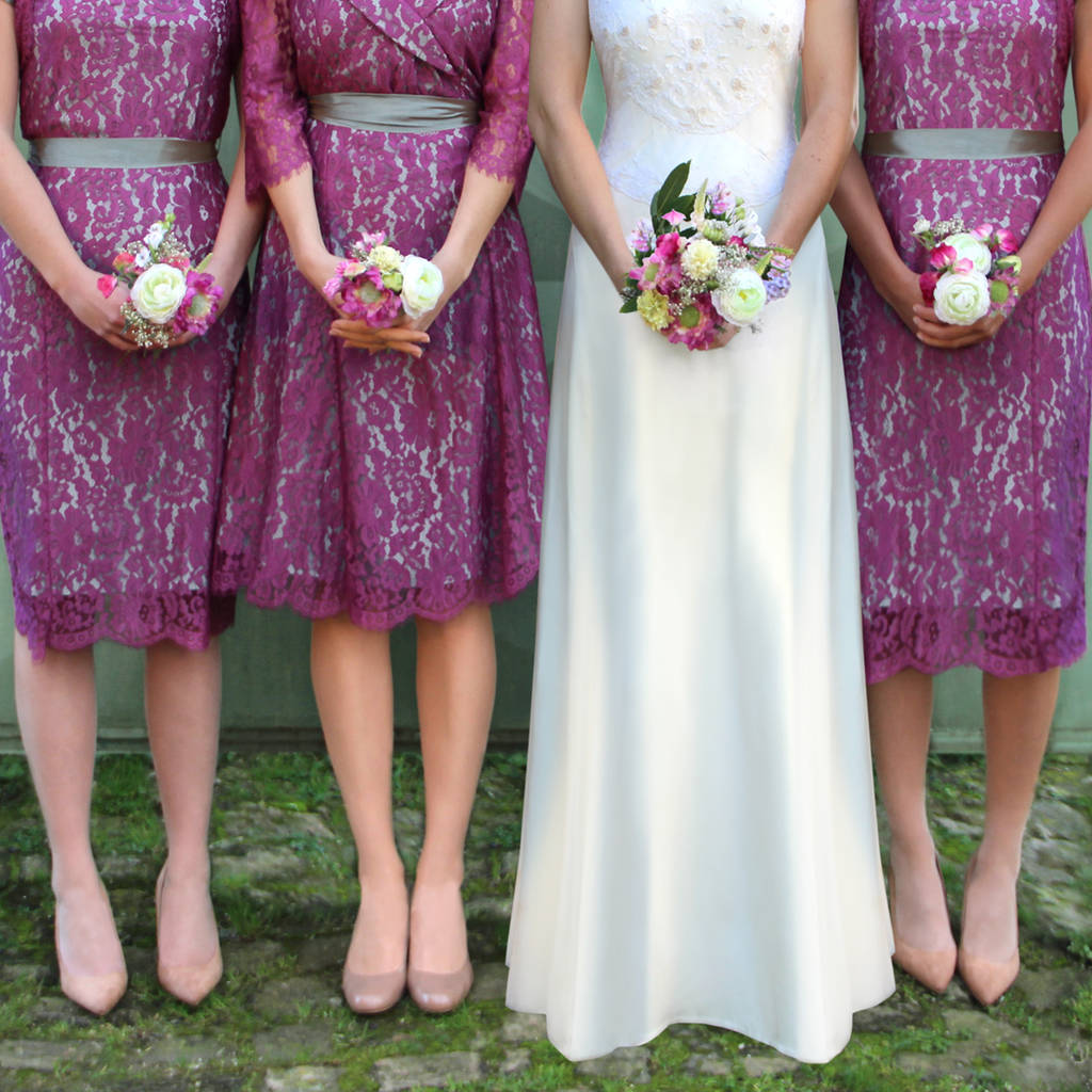 Bespoke Rose Lace Bridesmaid Dresses, 1 of 4