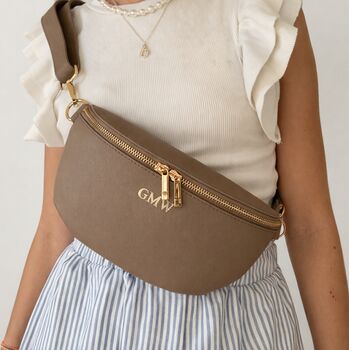Personalised Custom Embossed Monogram Saffiano Leather Saddle Cross Body Bag, 4 of 4