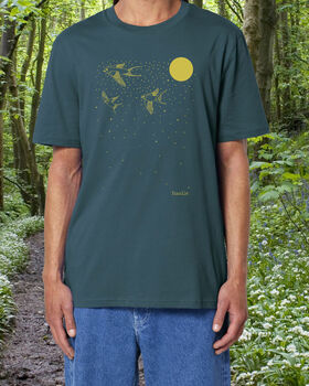 Organic Mens Migrate Swallow T Shirt, 2 of 3
