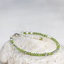 Skinny Peridot Bracelet Gold Or Silver, thumbnail 7 of 12