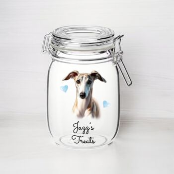 Personalised Grey Hound Kilner Style Dog Treat Jar, 2 of 2