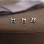 Extra Tiny Dotted Cluster Emerald Green Cz Stud Earrings, thumbnail 3 of 12