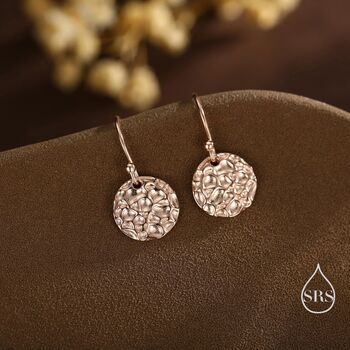 Sterling Silver Hammered Disks Dangle Drop Earrings, 3 of 11