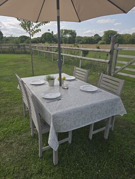 Olive Drift Outdoor Tablecloth With Parasol Hole, 6 of 6