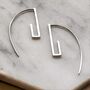 Minimalist Angular Drop Sterling Silver Earring, thumbnail 2 of 6